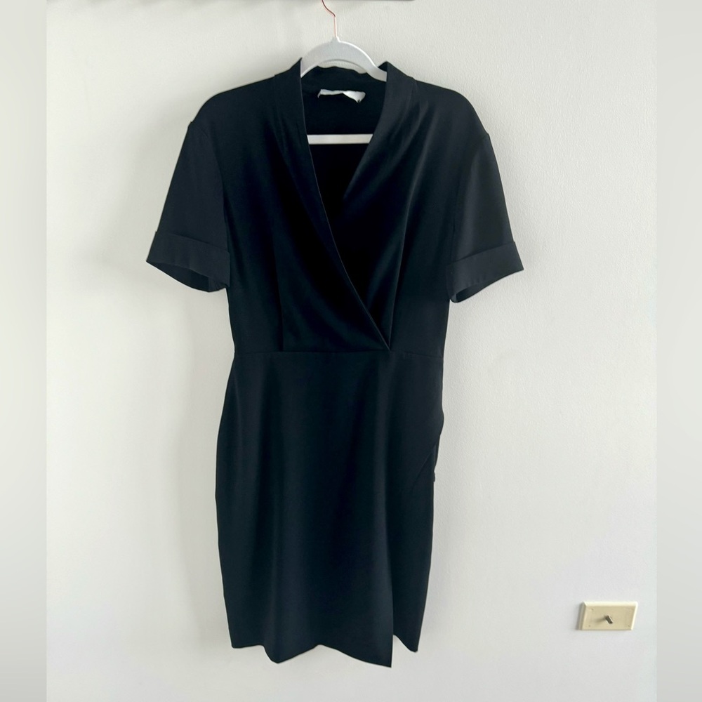 Tailored Black Faux Wrap Dress MM LaFleur 8